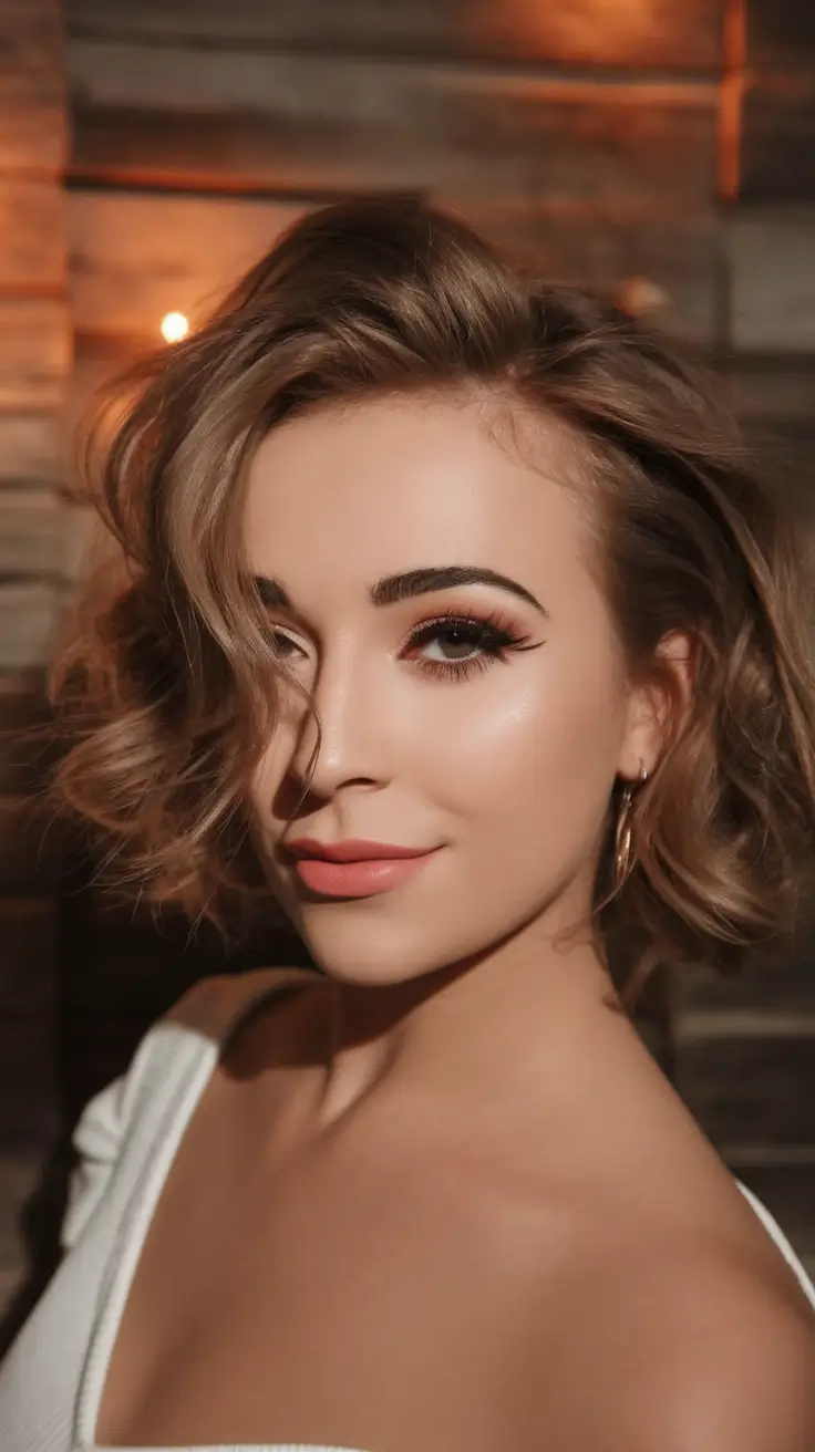 Best Short Haircut Ideas for Fall 2025 Soft Wavy Lob with Tousled Texture