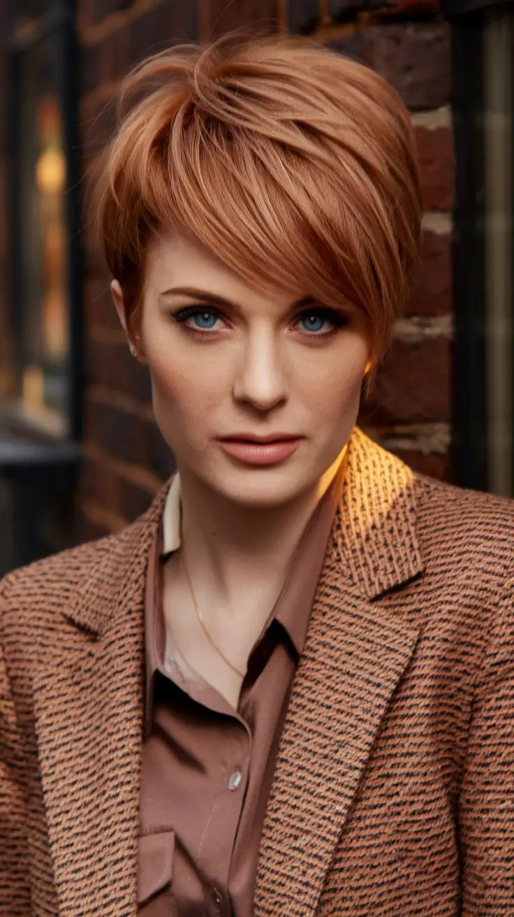 Best Short Haircut Ideas for Fall 2025 Textured Pixie in Copper Spice