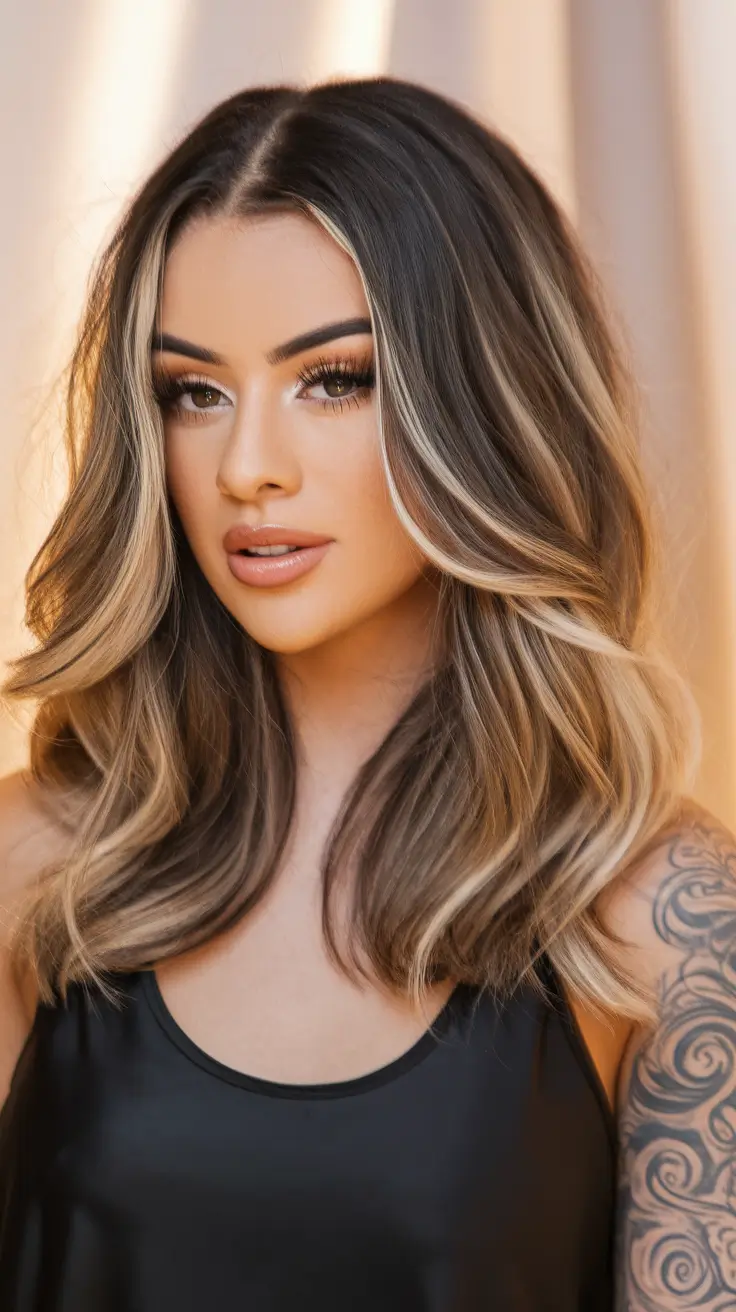 Caramel Fall Hair Colors Ideas 2025 for a Cozy Glow Mocha Melt with Bold Money Piece