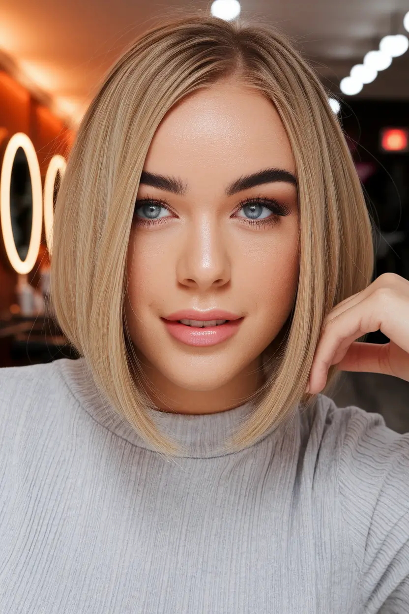 Chic Fall Bob Haircuts for 2025 Soft Rounded Blonde Bob with Subtle Angles