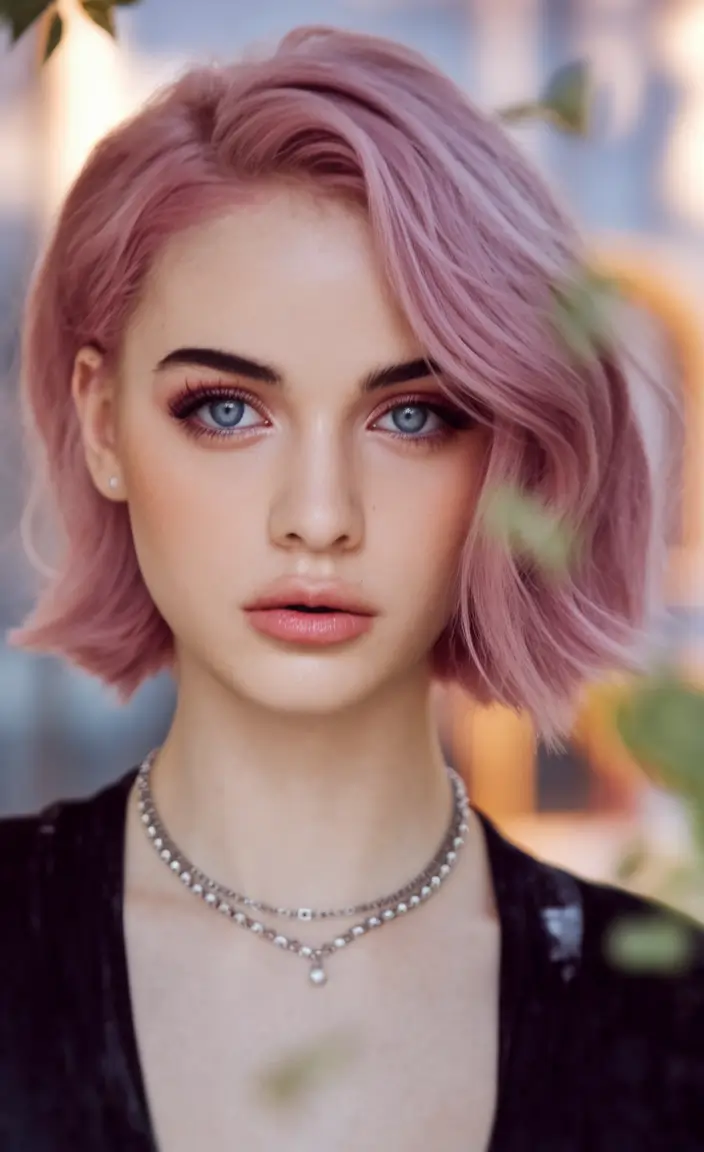 Chic Fall Bob Haircuts for 2025 Pastel Pink Bob with Side-Swept Sass