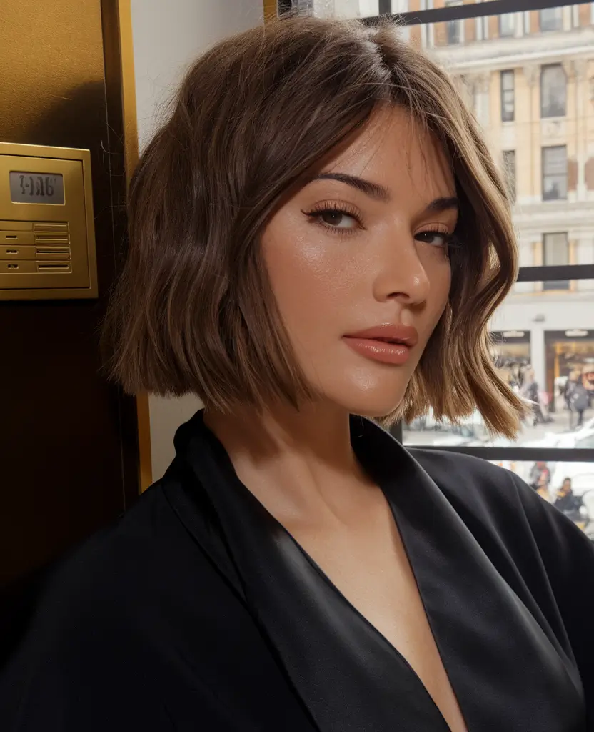 Chic Fall Bob Haircuts for 2025 Textured Bob with Natural Brunette Warmth