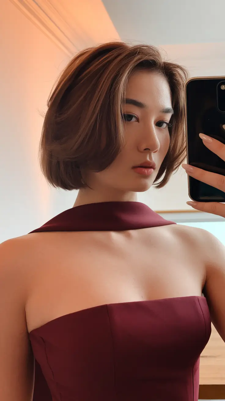 Chic Fall Bob Haircuts for 2025 Elegant Volume Bob with Chestnut Layers