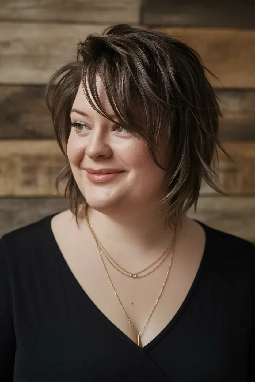 Mullet short haircuts for plus size women Textured Shag with Feathered Volume