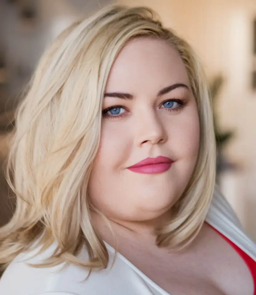 Medium haircuts for women plus size Voluminous Blonde Layers with Retro Vibes