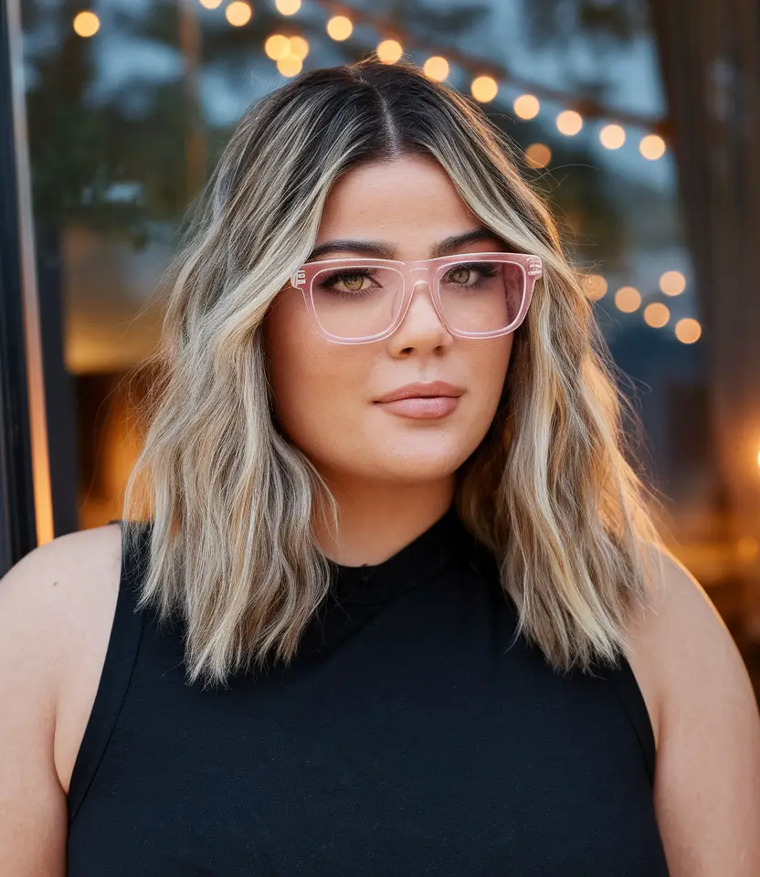 Medium length Modern Texture with a Light Blonde Lob short haircuts for plus size women
