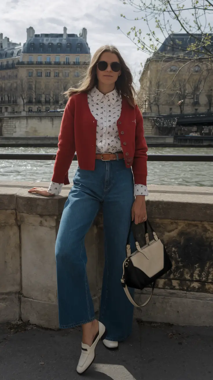 cozy fall outfits ideas 2025 Parisian Cardigan Chic