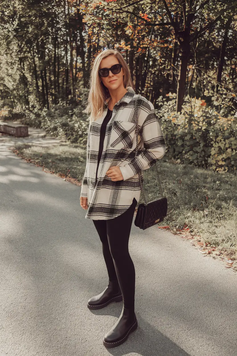 cozy fall outfits ideas 2025 Forest Stroll Shacket Style