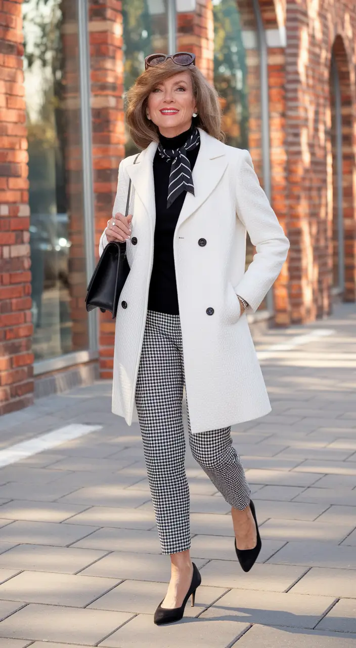 cute fall outfits for women over 60 - ideas 2025 Parisian-Inspired Monochrome Swirl
