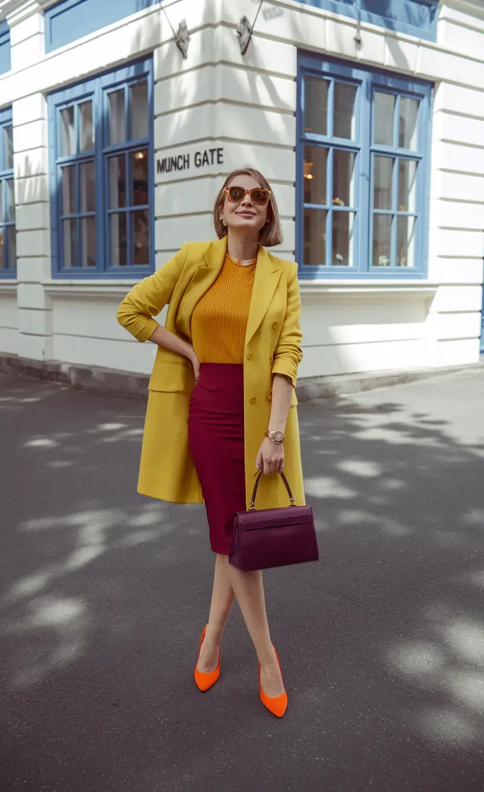 early fall outfits ideas 2025 – Goldenrod Power Suit Play
