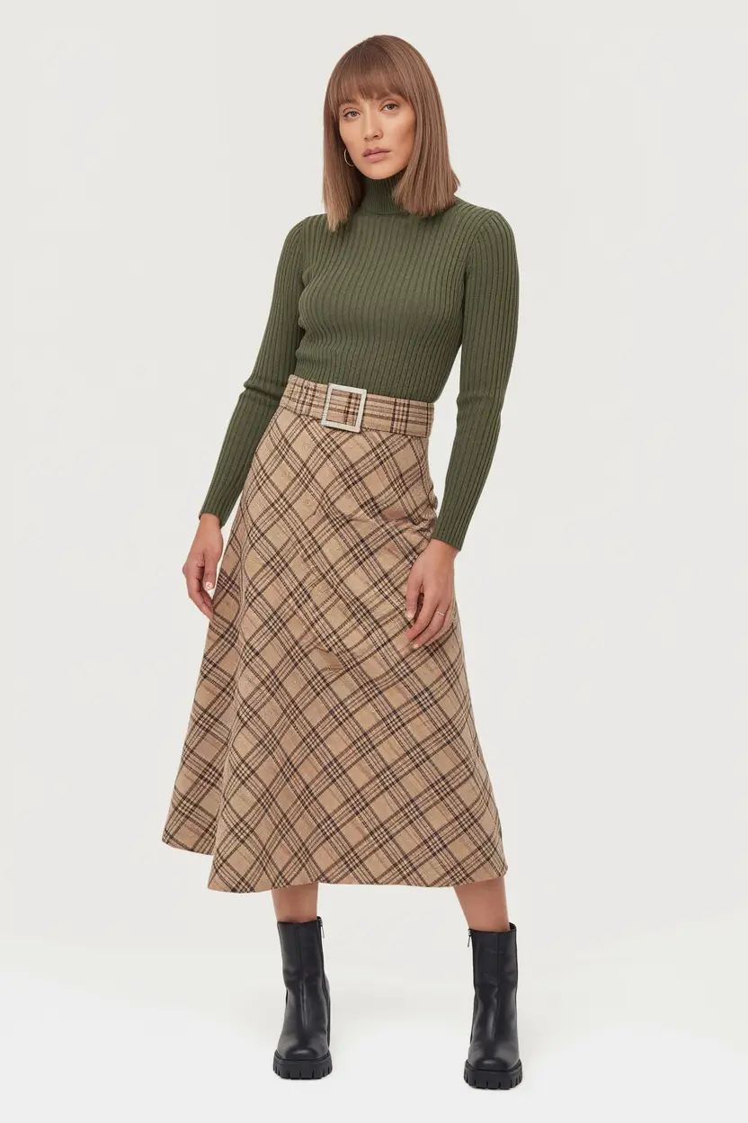 early fall outfits ideas 2025 – Country-Club Checks with Combat Edge