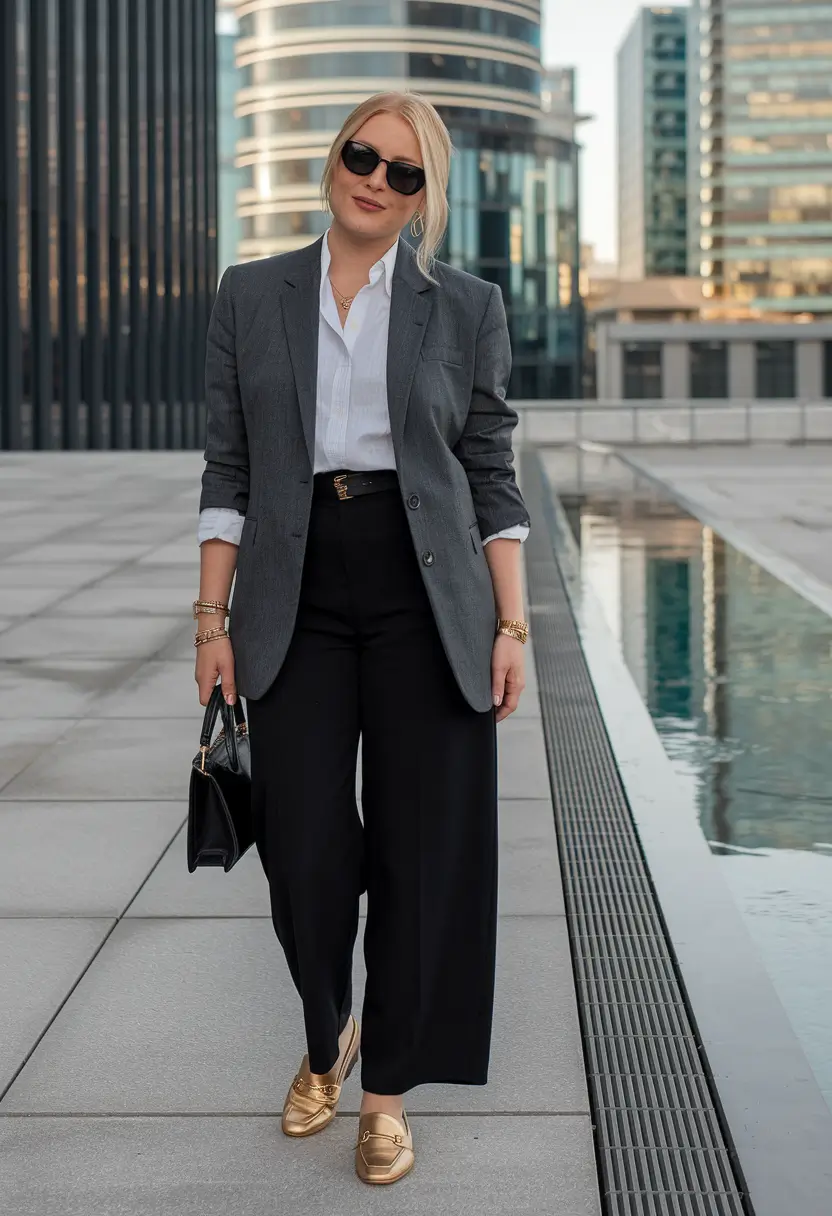 easy fall work outfits for women 2025 Modern Suiting with Golden Touches