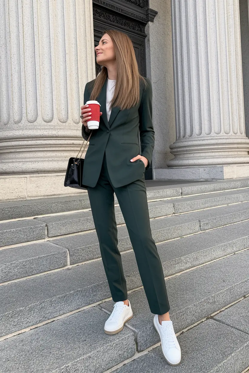 easy fall work outfits for women 2025 Power Suit, Sneaker Energy