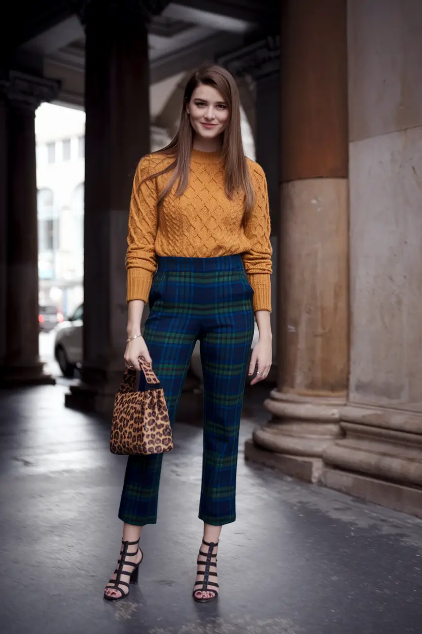 easy fall work outfits for women 2025 Mustard Cable & Plaid Confidence