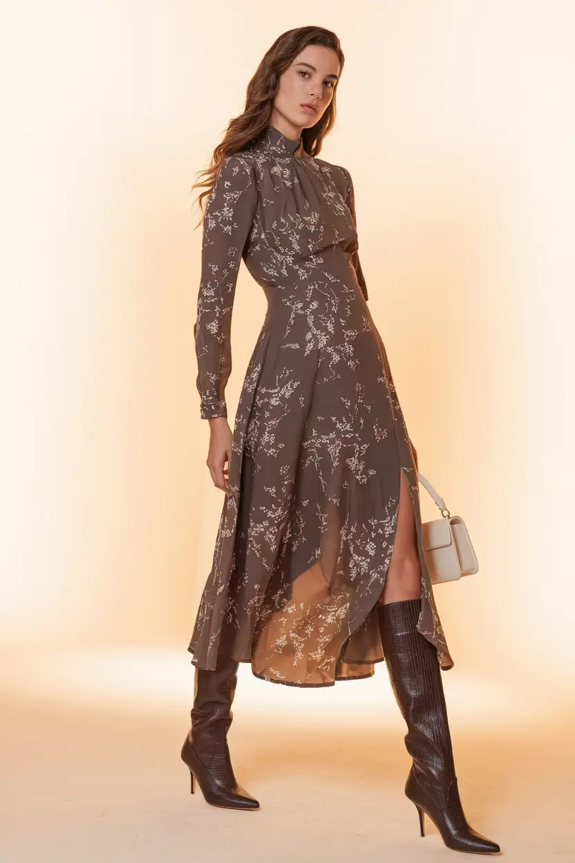 easy fall work outfits for women 2025 Soft Floral Midi for Breezy Mornings