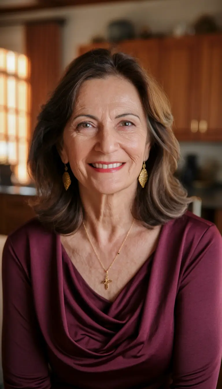 Fall 2025 Hair Color Guide for Women Over 50 Warm Brunette with Gentle Caramel Undercurrents