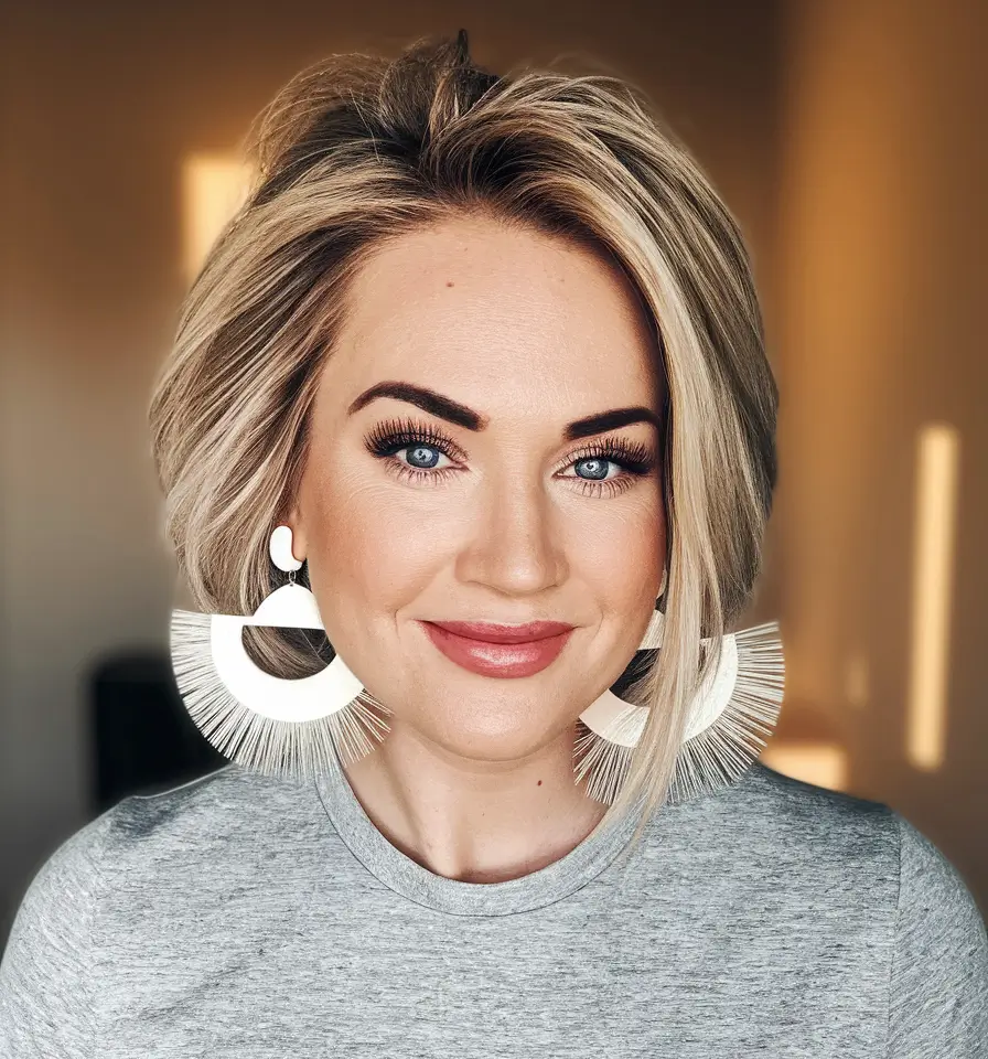 Fall 2025 Hair Color Guide for Women Over 50 Modern Champagne Blonde with Root Melt