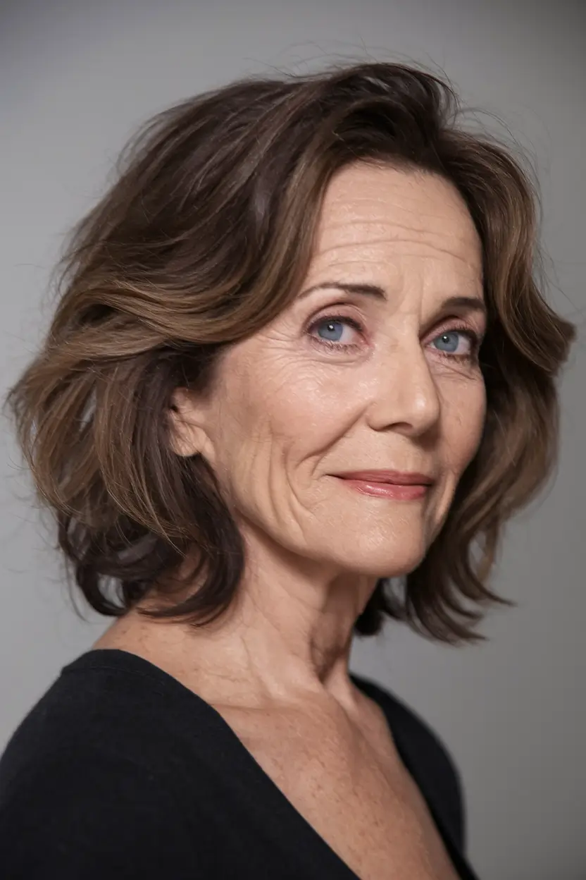 Fall 2025 Hair Color Guide for Women Over 50 Classic Cocoa Layers with Natural Movement
