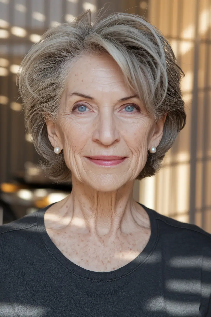 fall hair color for women over 60 Natural Dimensional Taupe Layers