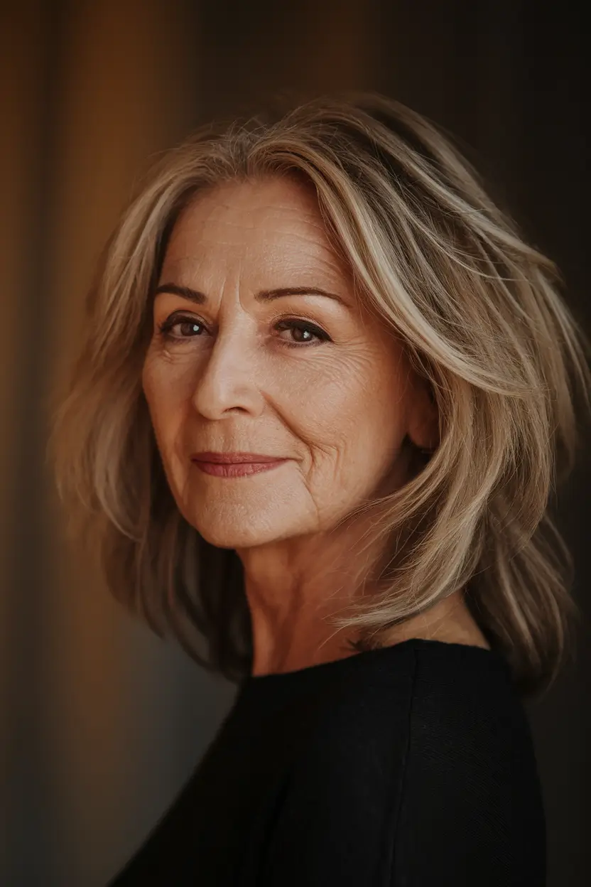 fall hair color for women over 60 Cool Sandy Blonde Layers with Natural Texture