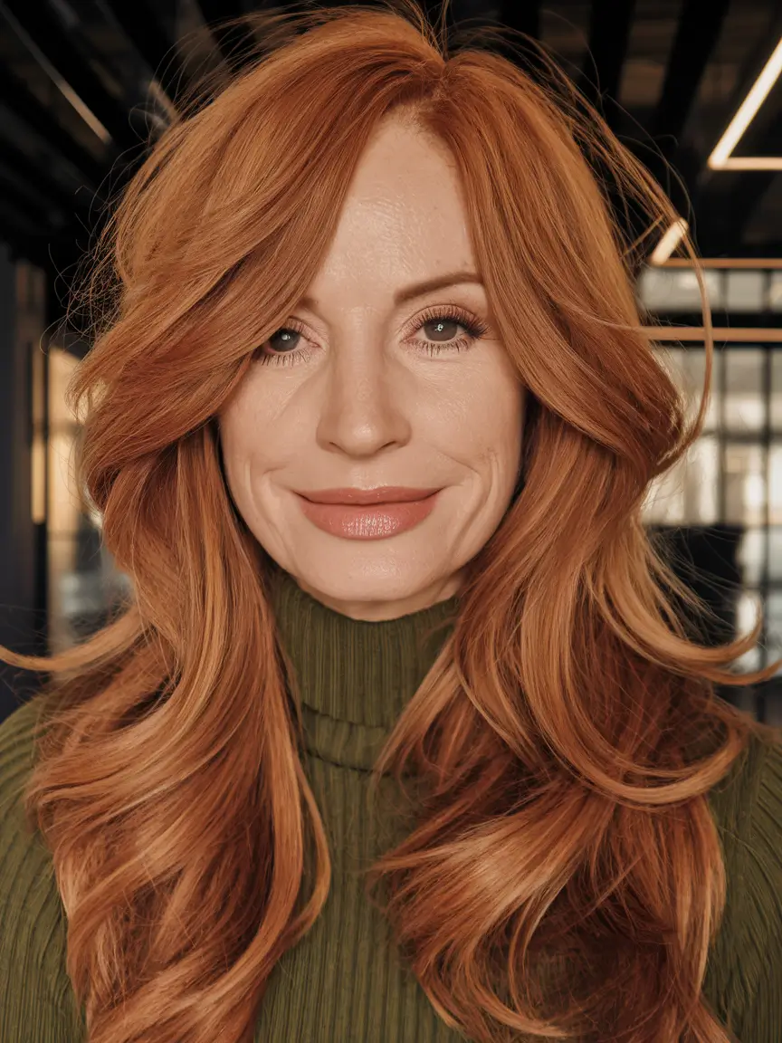 Fall 2025 Hair Colors for Women 40-Year-Olds and Up - Layered Auburn with Face-Framing Volume