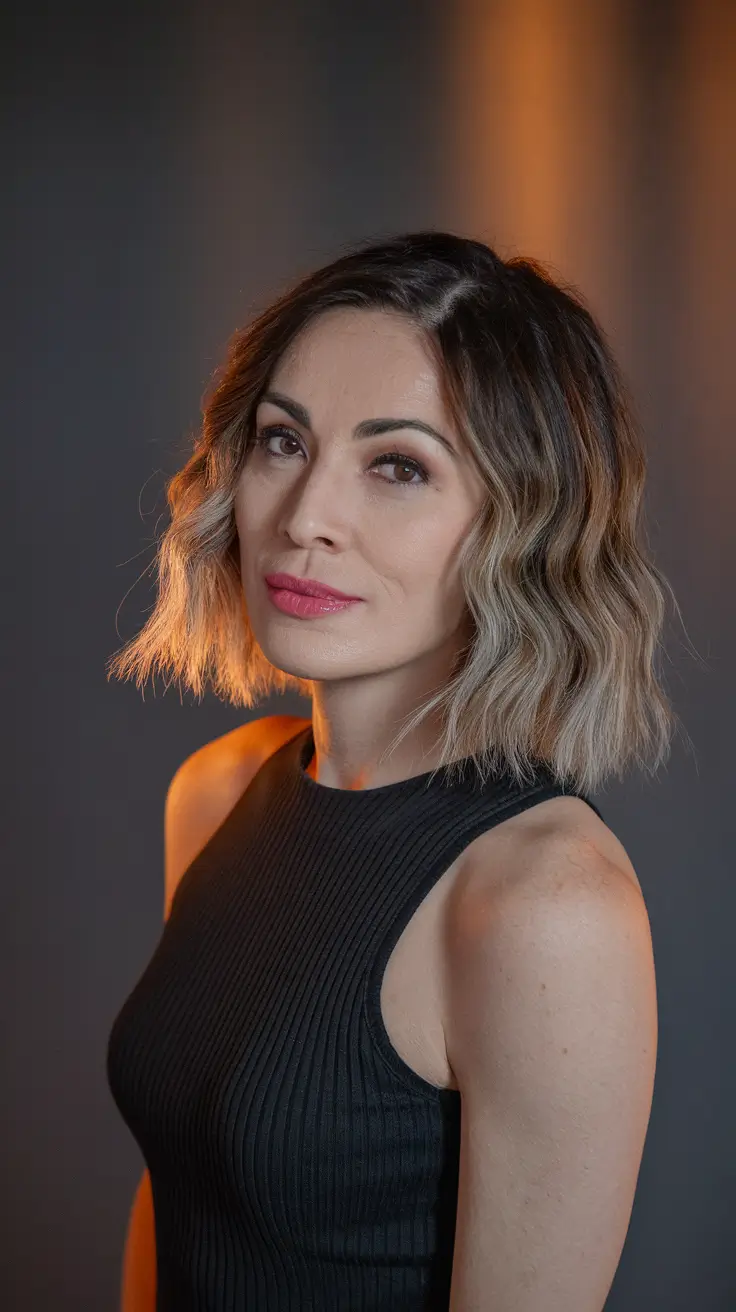 Fall 2025 Hair Colors for Women 40-Year-Olds and Up - Shadow Root Bob with a Blonde Melt