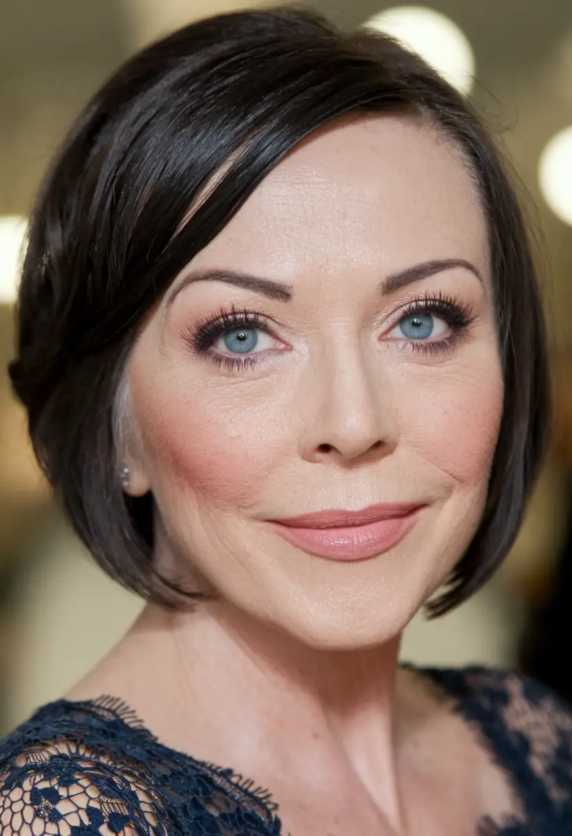 Fall 2025 Hair Colors for Women 40-Year-Olds and Up - Glossy Espresso Bob with Clean Elegance