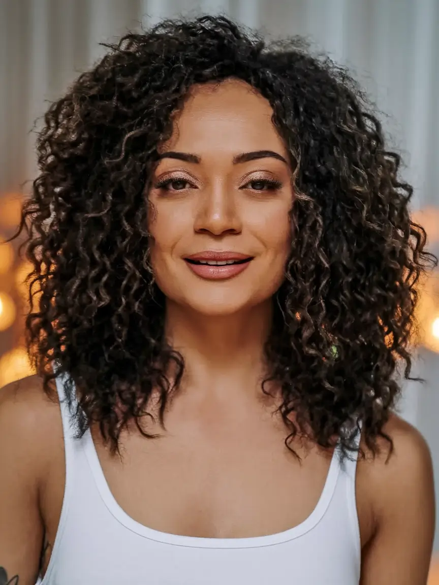 Fall 2025 Hair Colors for Women 40-Year-Olds and Up - Defined Natural Curls in Deep Mocha