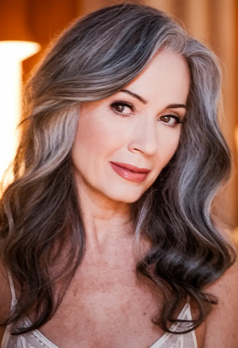 Fall 2025 Haircuts for Women 50+ Soft Curls with Silver Shadowing