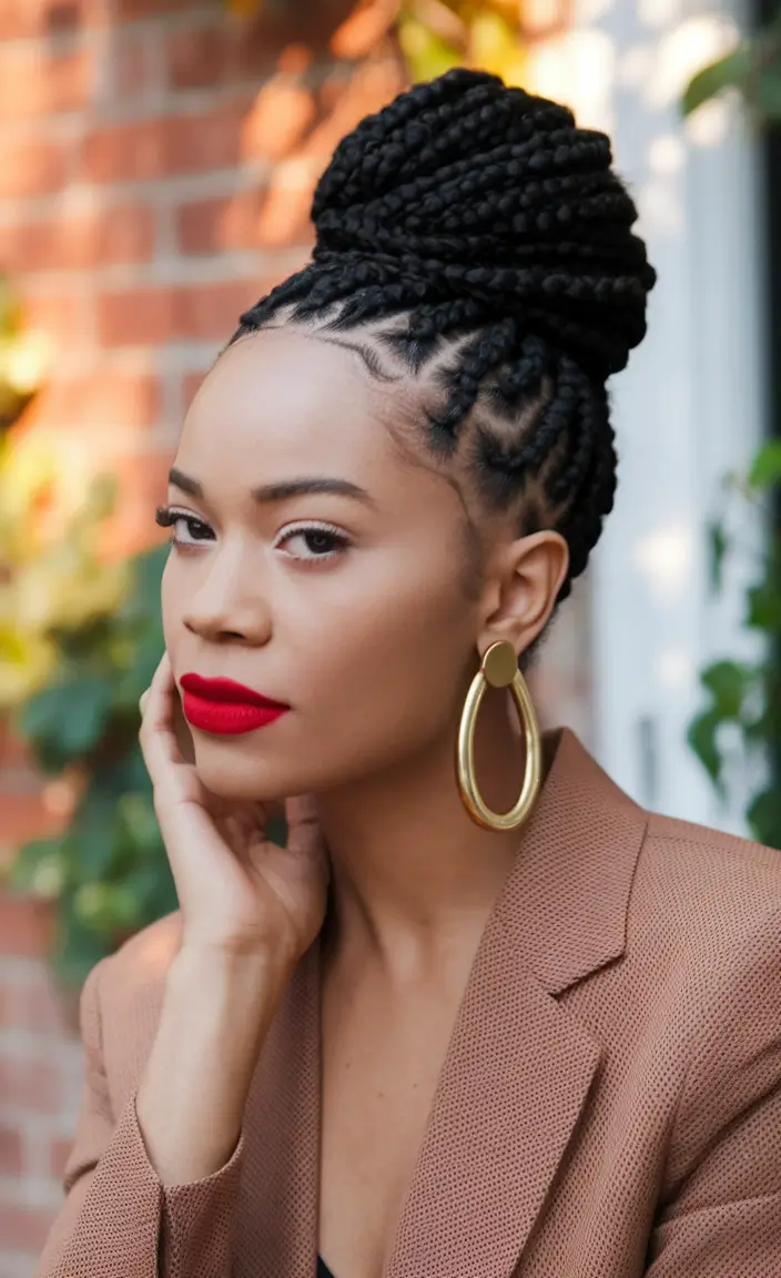 Fall 2025 Hairstyles for Black Women Elegant Braided Top Knot