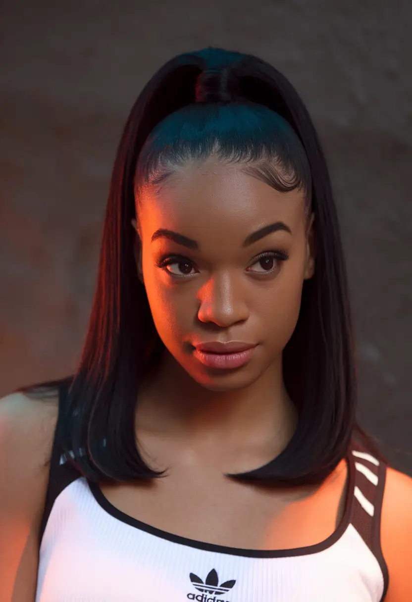 Fall 2025 Hairstyles for Black Women Half-Up Pony on Sleek Shoulder-Length Hair