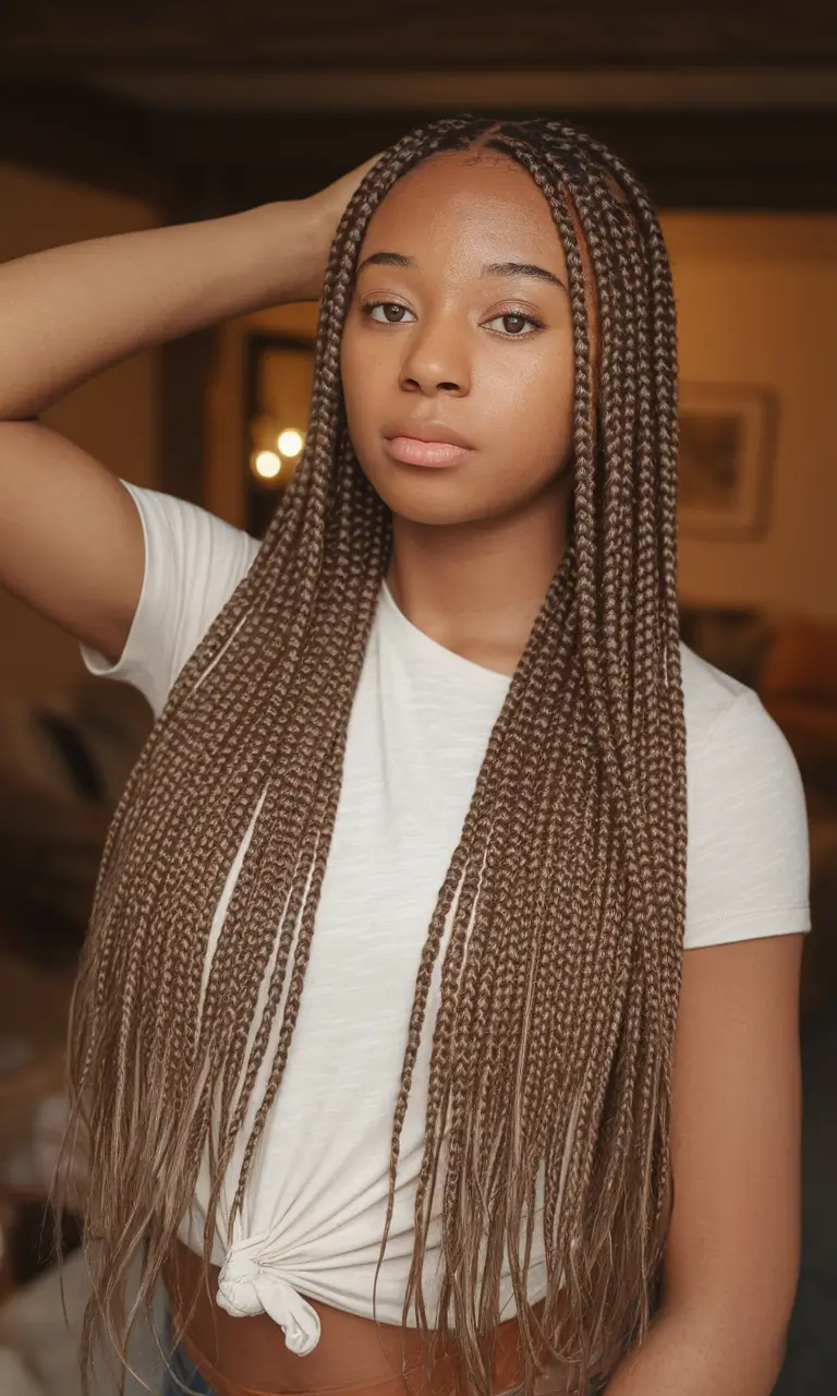 Fall 2025 Hairstyles for Black Women Box Braids with Golden Blonde Dimensions