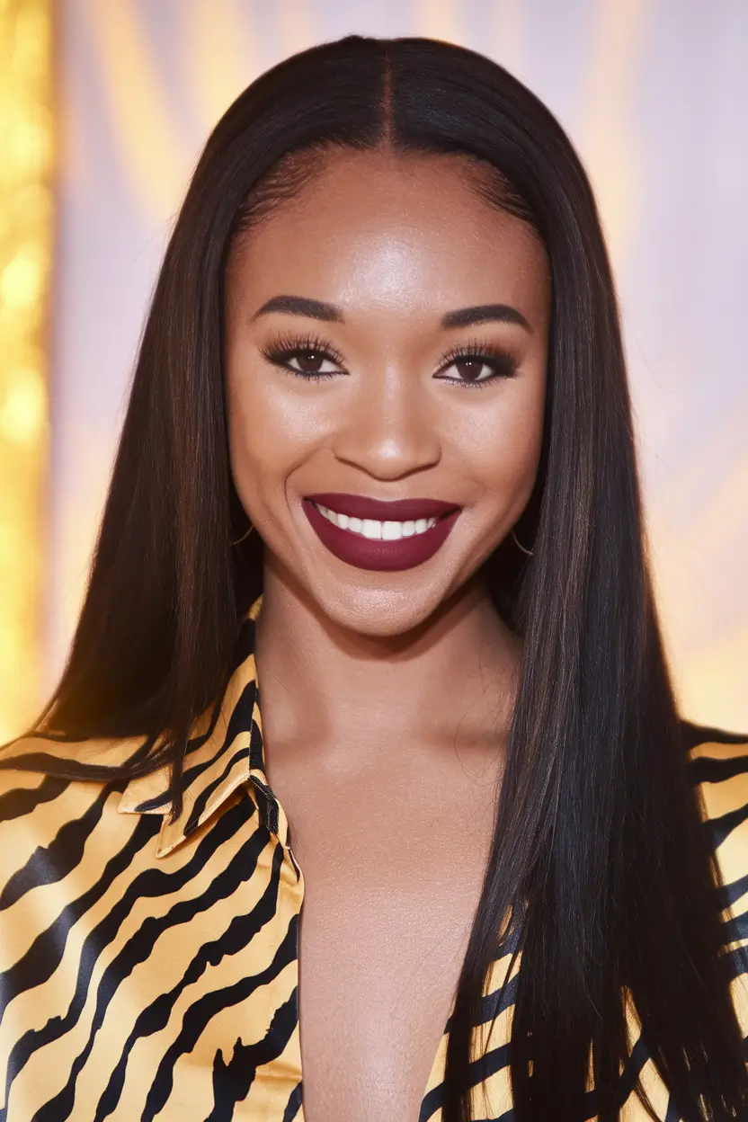 Fall 2025 Hairstyles for Black Women Silky Straight with Precision Part