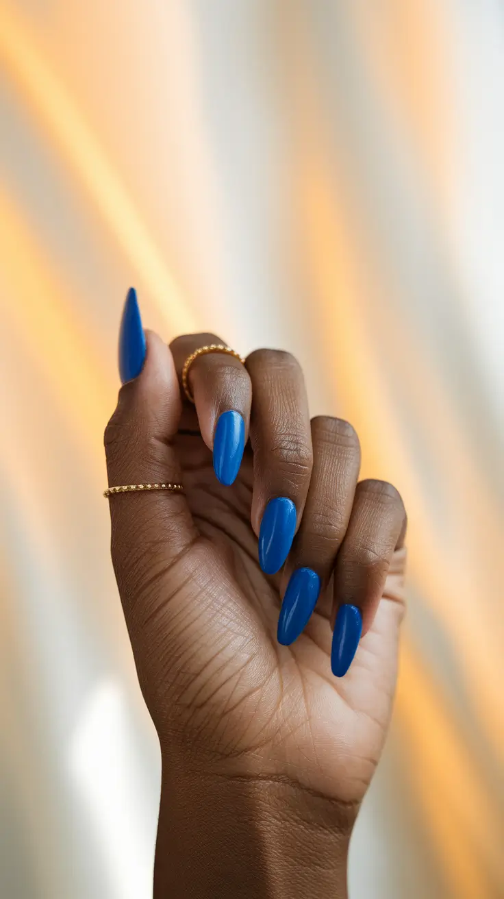 Fall 2025 Nail Colors for Brown Skin Electric Cobalt for an Unexpected Pop