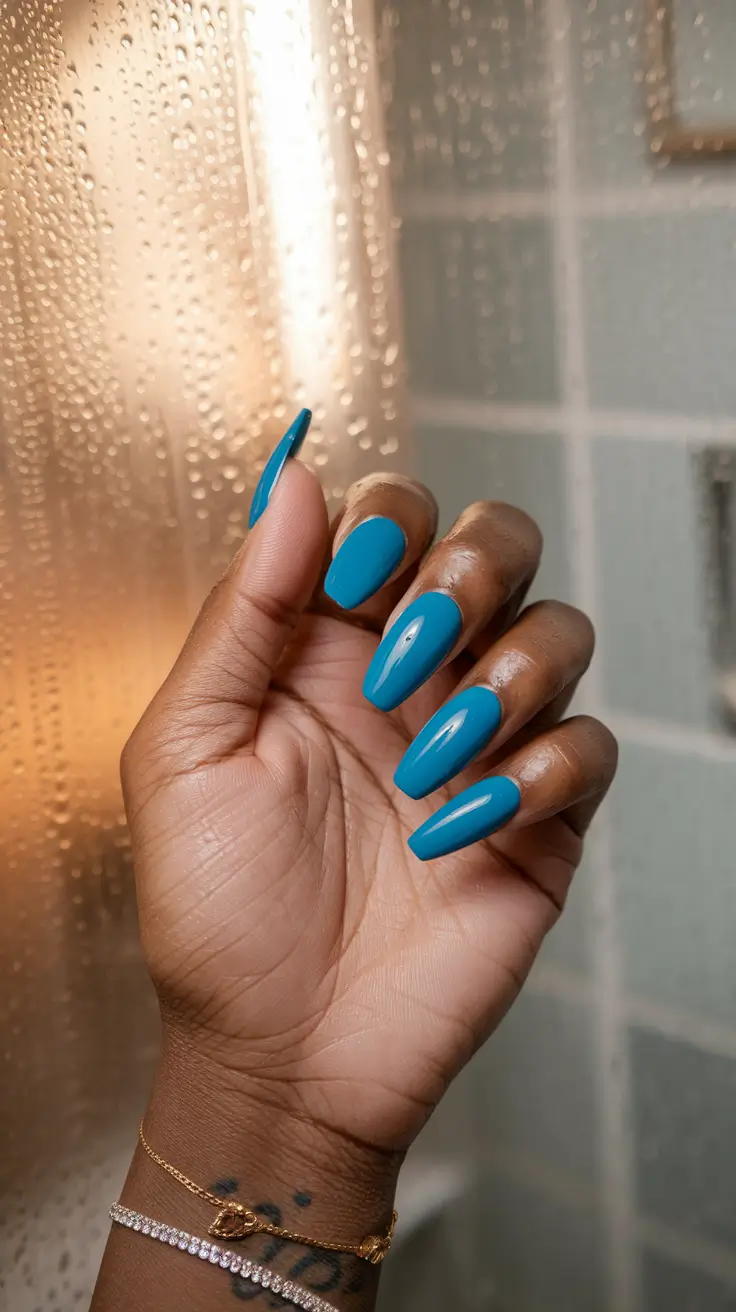 Fall 2025 Nail Colors for Brown Skin Coastal Teal Meets Autumn Chill