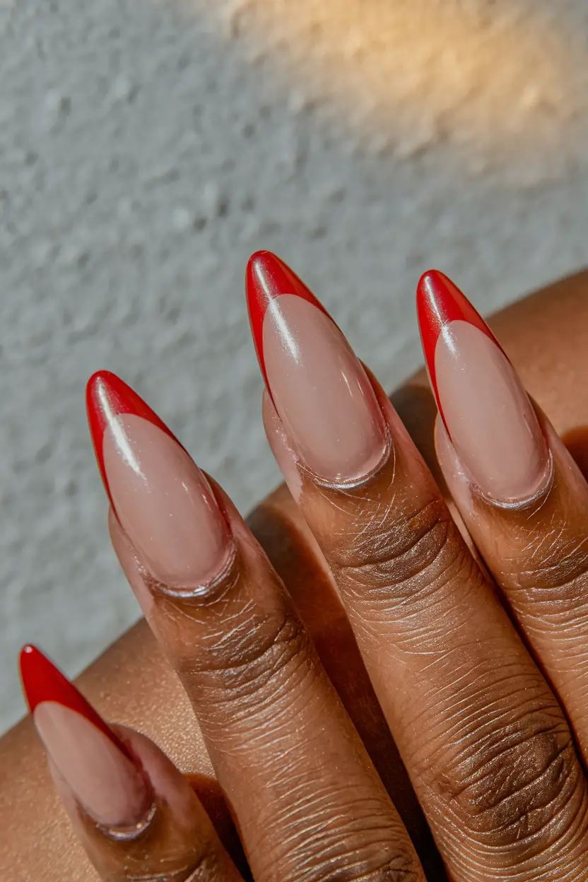 Fall 2025 Nail Colors for Medium Skin - Red French Tips