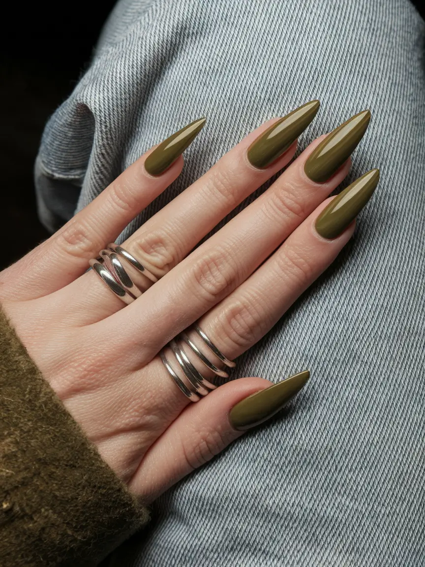 Fall 2025 Nail Colors for Medium Skin - Olive Green Sophistication