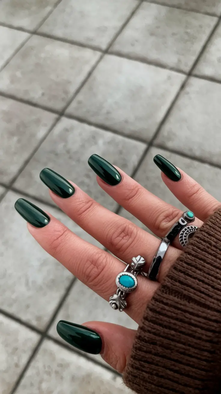 Fall 2025 Nail Colors for Medium Skin - Deep Emerald Green Elegance