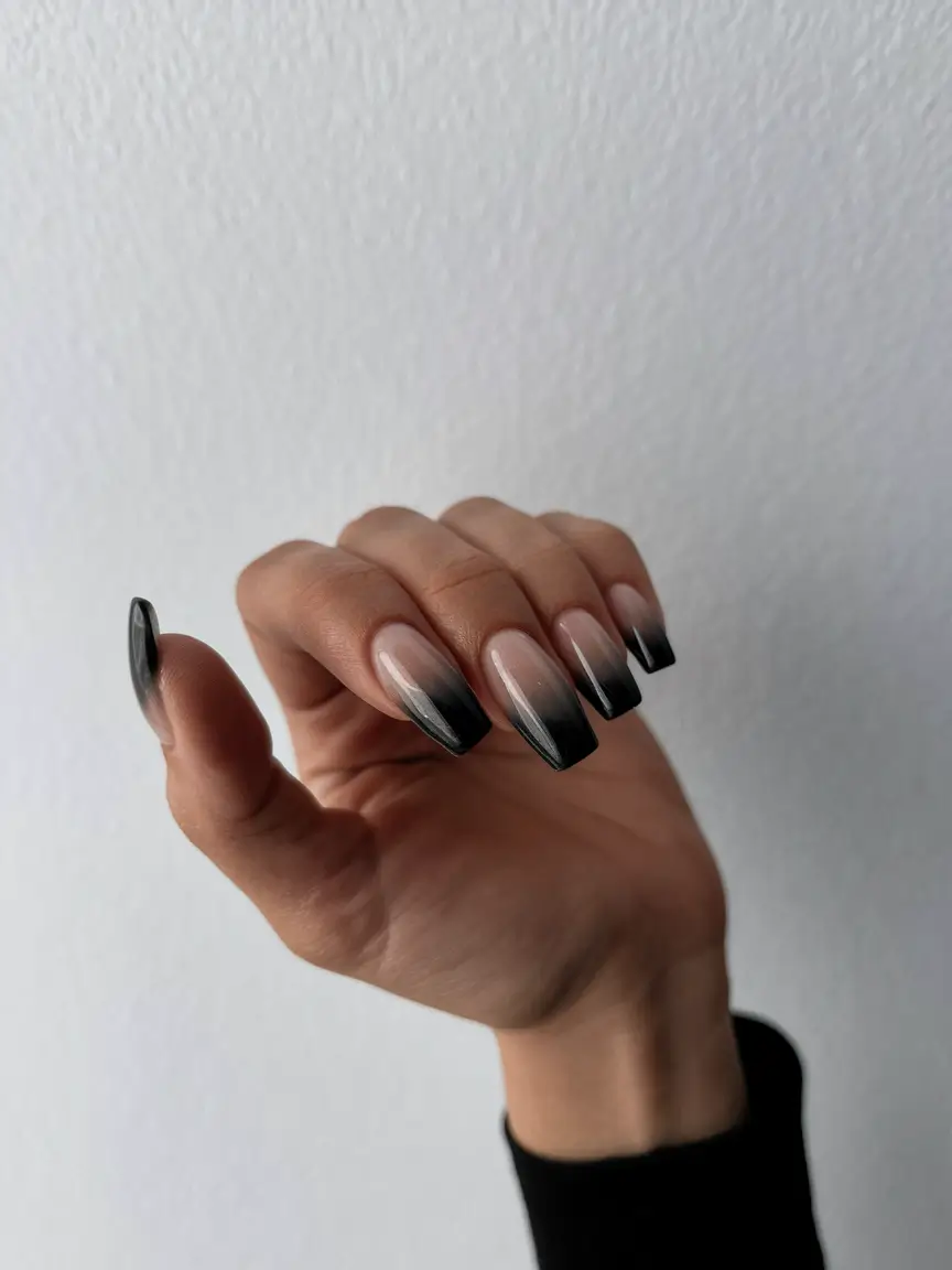 Fall 2025 Nail Colors for Medium Skin - Black Ombre Fade
