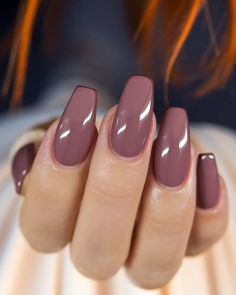 Fall ballerina nails Muted Cocoa with Short Ballerina Edge