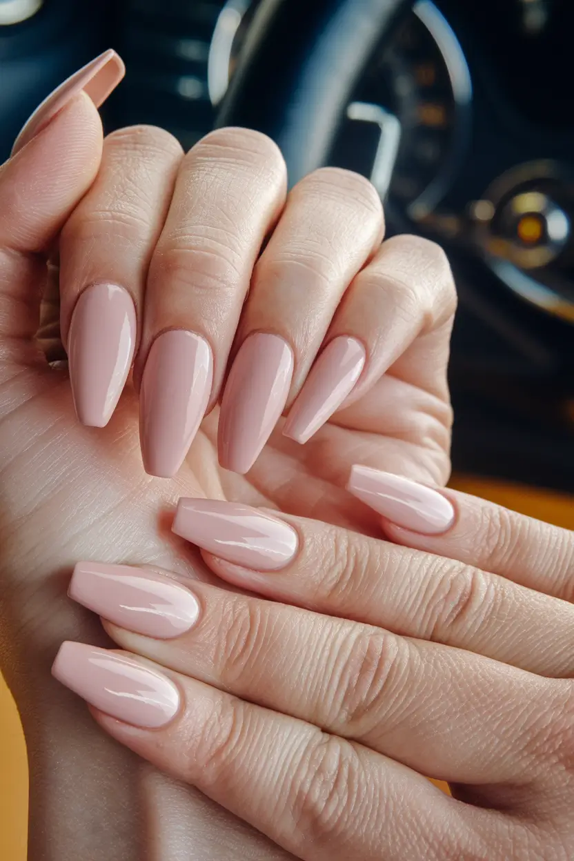 Fall ballerina nails Soft Pink with Gloss and Movement