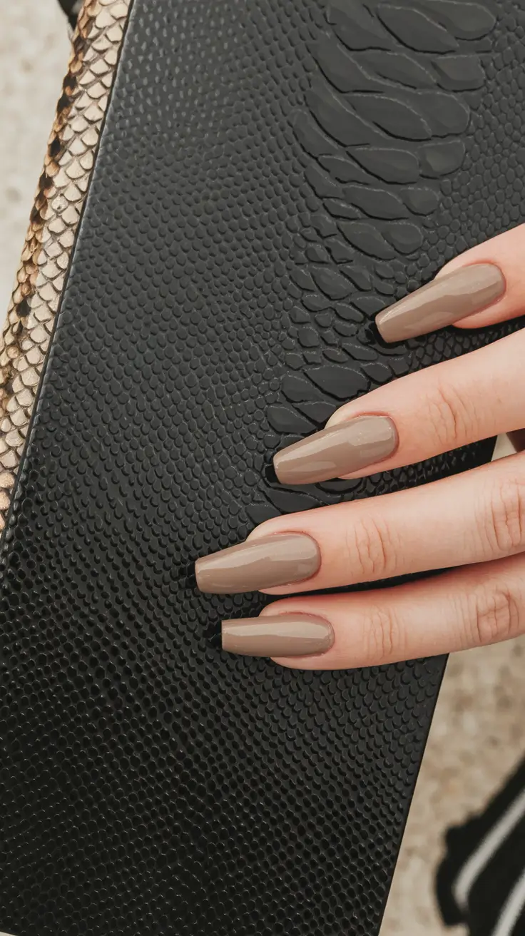 Fall ballerina nails Taupe Neutrals with Luxury Vibes