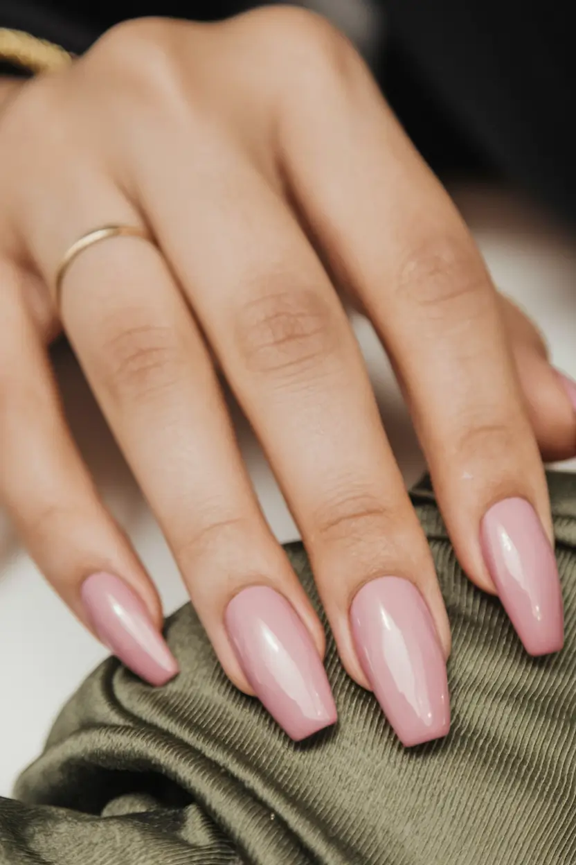Fall ballerina nails Classic Pink with a Fall Filter