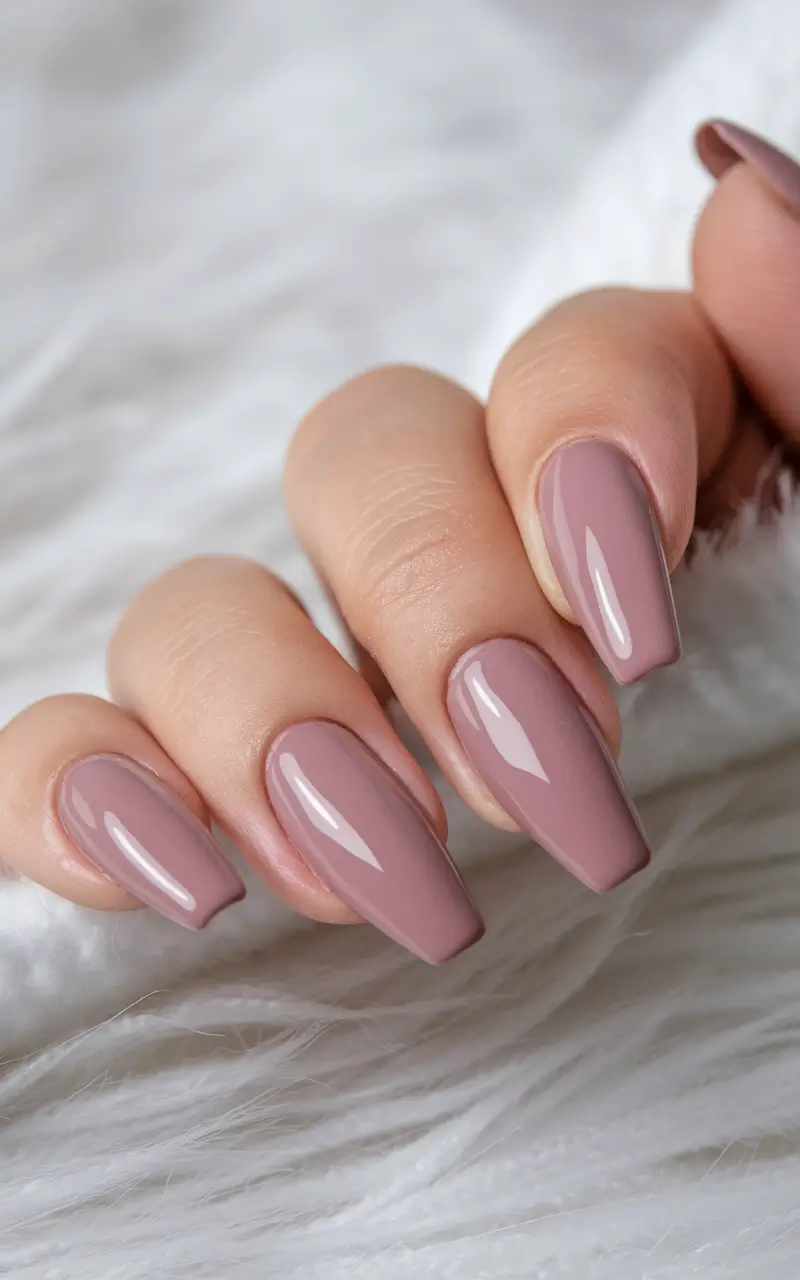 Fall ballerina nails Soft Mocha with a Velvet Finish