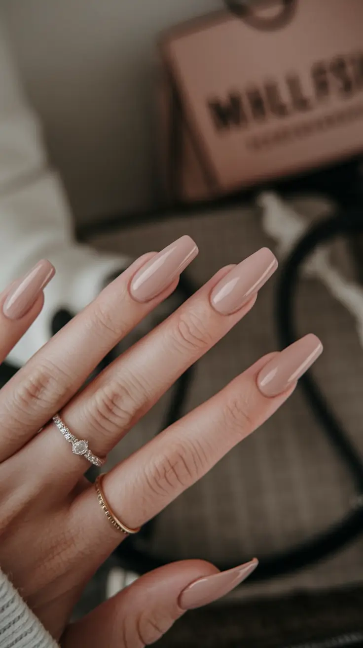 Fall ballerina nails Beige Chic for Everyday Glam
