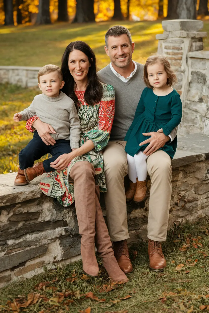 fall family photo outfits ideas 2025 Effortless Outdoor Layers with Cozy Autumn Charm