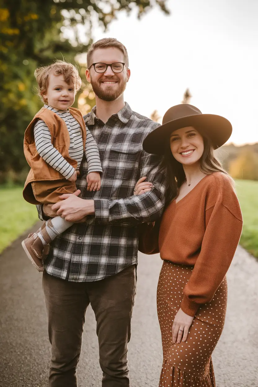 fall family photo outfits ideas 2025 Retro Warmth and Mini Western Twists