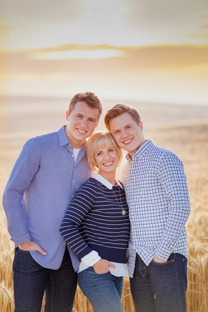fall family photo outfits ideas 2025 Fresh and Playful in Blue Stripes and Denim