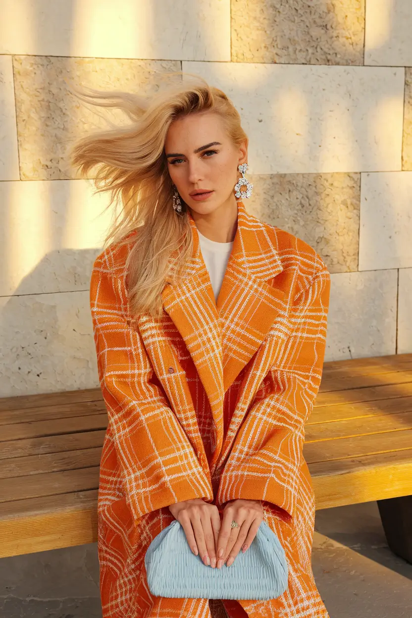 fall fashion trends women Sunlit Citrus Coat & Ice-Blue Pop