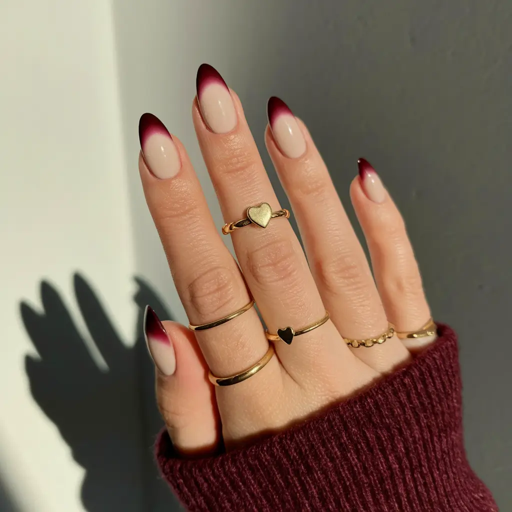 Fall French Tip Nails Ideas 2025 Berry Fade Drama